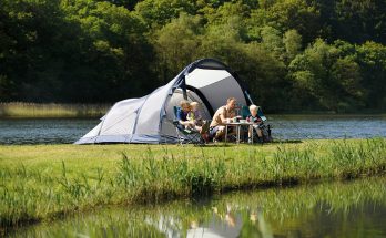 uppblåsbart campingtält och familjetält