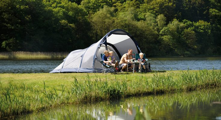 uppblåsbart campingtält och familjetält