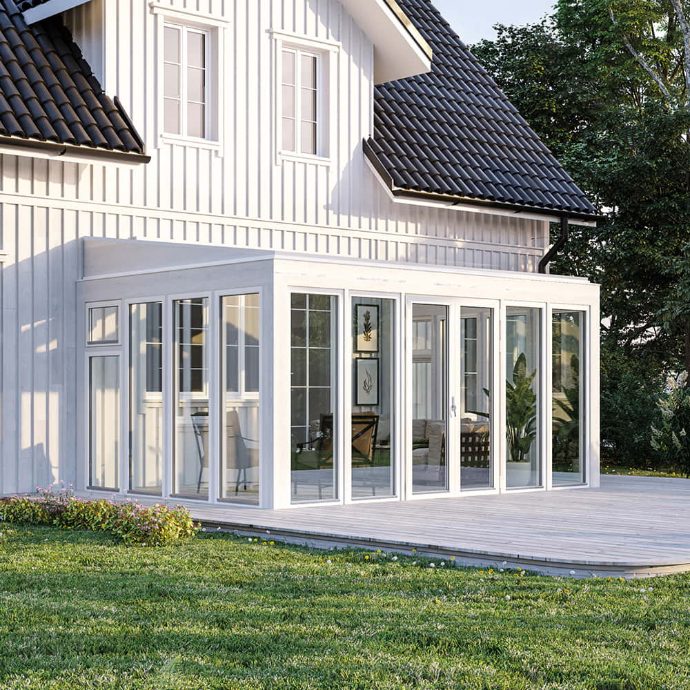 Drömma Energi - Fasadmonterat uterum med kanalplasttak (Bäst i test)