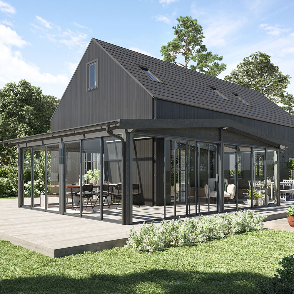 Fira Vinkel - Uterum mot fasad i vinkel - Altan, veranda