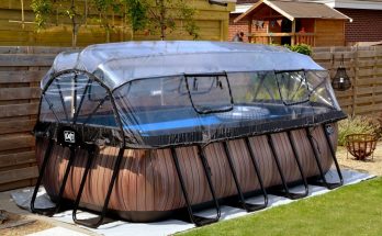 Rektagulär pool premium (Med tak och värmepump)