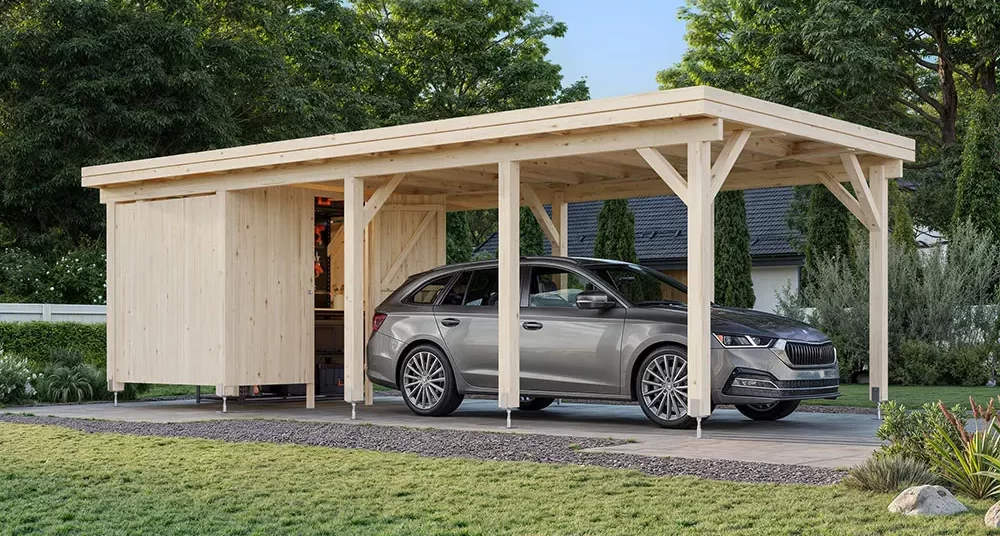 Carport Karl 23,1 m² (Enkel carport med förråd)