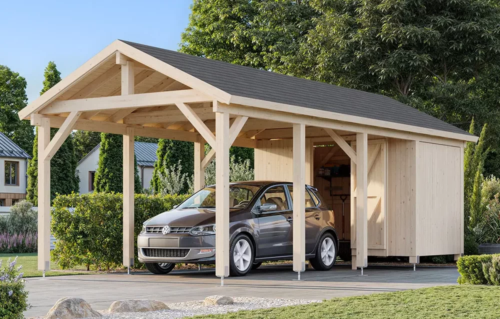 Carport Robert 23,1 m² (Stabil Carport med inbyggt förråd)